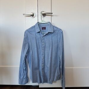 UNTUCKit Men's Button-Down Shirt – Medium – Slim Fit – Blue Herringbone